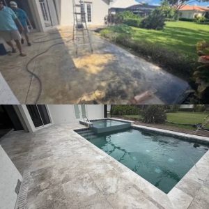 before and after modern upgrade residential pool construction