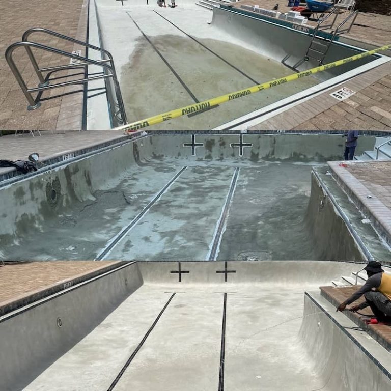 before and after commercial renovation pool resurfacing