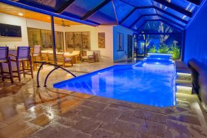 custom pool led lighting outdoor living screened enclosure night florida