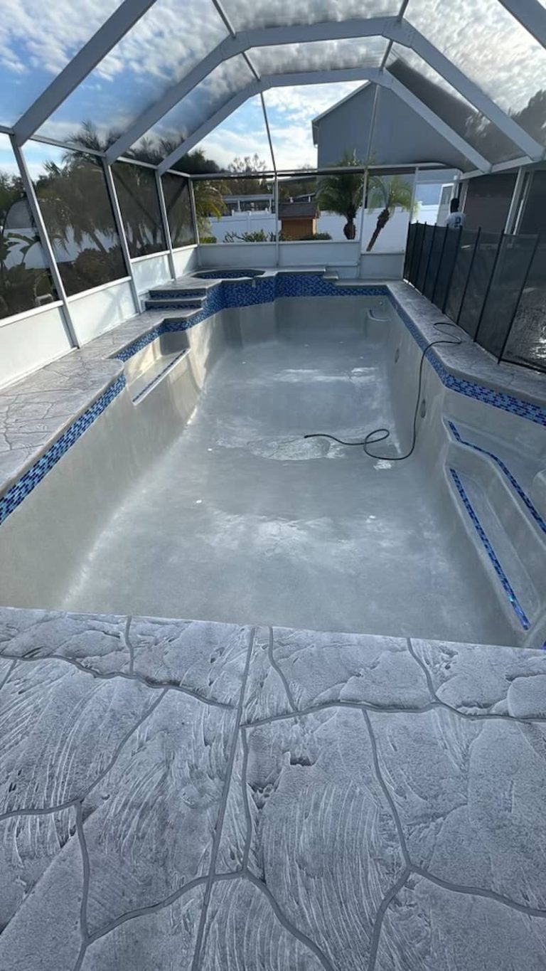 empty screened pool prep best residential pool builders in Florida