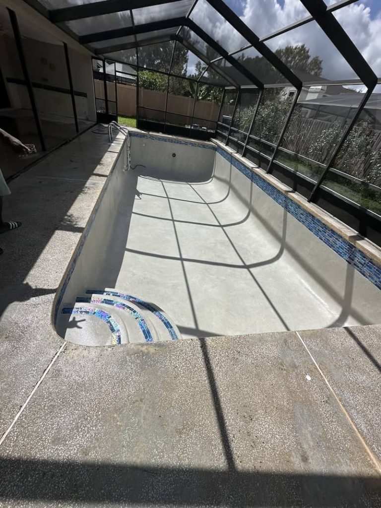 screen enclosed pool resurface prep pool resurfacing